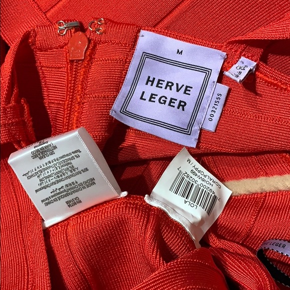 Herve Leger “Lola” Bandage Gown Coral Poppy Red M - Picture 4 of 4